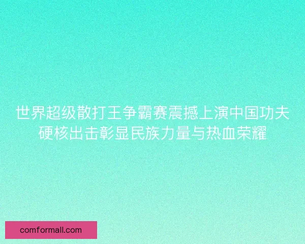 世界超级散打王争霸赛震撼上演中国功夫硬核出击彰显民族力量与热血荣耀